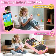 2.8英寸触摸屏儿童智能手机，适合3-12岁女孩，带双摄像头、游戏和音乐播放器的女孩学习玩具手机 - 彩色 - 查看 4