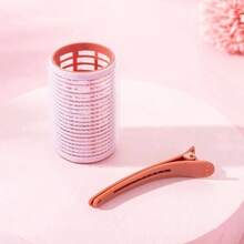 Kit With 8 Hair Rollers + 8 Hair Clips – DIY Styling Tools – One Size 6.3x3.5cm - Hồng - Xem 2