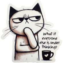 "What If Everyone Else Is Underthinking?" Cat Magnet: Black & White Feline With Chin-On-Paw, An Existential Takedown Disguised As A Cute Face – Deep Fridge Humor - A - View 5