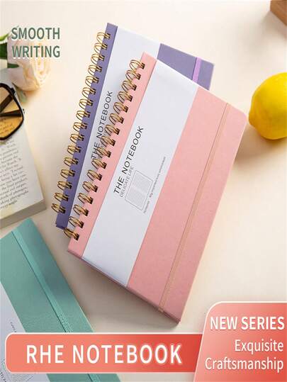 1 pièce Cahier à spirale en cuir épais de format A5, apparence haut de gamme, avec sangle en cuir et feuilles détachables, convient pour l'école, le bureau, les affaires et l'usage domestique