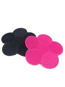 Silicone Makeup Brush Cleaning Mat, Flower Shaped, Makeup Brush Cleaner With Suction Cup, Portable Brush Washing Tool, Valentine's Day Birthday Party Gift - Solid Color - View 6