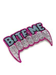 1PC Bite Me Vampire Sequin Patch - Multicolor - View 3