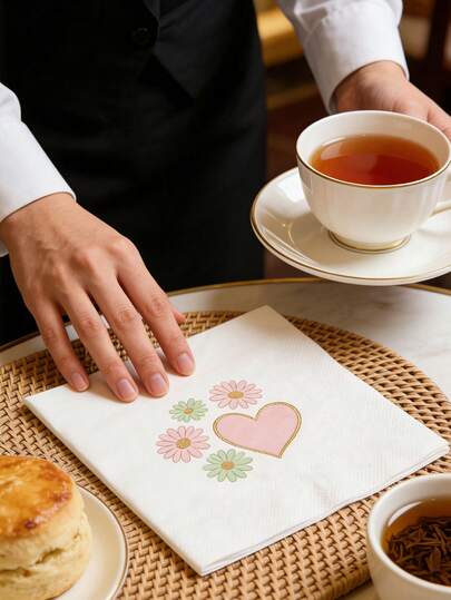 30/20/1pc 10*10 Inch Heart-Patterned Kitchen Napkins, Thick Absorbent Type Napkins, Portable Napkins. For Family, Birthday Parties, Valentine's Day, Wedding Decorations, Restaurant And Kitchen Necessities.