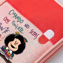 1pc Mafalda Print Pattern Portable Medicine Bag, Easy-To-Identify Pill Graphics, Oxford Fabric, Zipper Compartment Design, Suitable For Travel And Outdoor Emergency, Available In Gray, Red, Green, Pink Colors (Bag Only, No Medicine Included) Pill Box Pill Case Pill Containers Hospital Bag First Aid Kit Medicine Organizer Medicine Storage Bag Cruise Essentials Vacation Essentials Travel Stuff - Multicolor - View 8