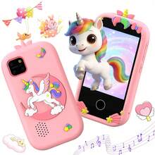 适合3-12岁儿童的益智智能手机玩具，双摄像头触摸屏，趣味学习游戏，捕捉珍贵瞬间，便携旅行玩具，生日和节日礼物 - 彩色 - 查看 1