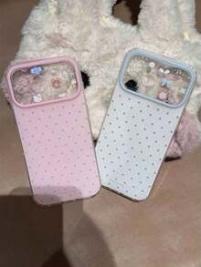 Niche Ins Polka Cute Camera Pattern Phone Compatible With 16/17 Pro/ 15 Pro, Women's Full Coverage Anti-Drop Protective Cover Compatible With 14/13 - White - View 8