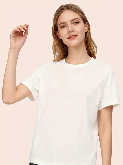 HOT!! Women's Solid Color Basic Crew Neck Short Sleeve T-Shirt