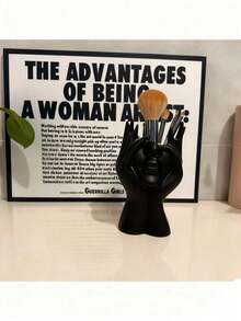 多功能桌面收纳盒 - 精美艺术雕塑设计，防滑底座，三合一收纳空间，可放置钢笔/化妆刷/首饰 + 小花瓶（鲜花/干花），冬季居家办公/宿舍必备 - 彩色 - 查看 9