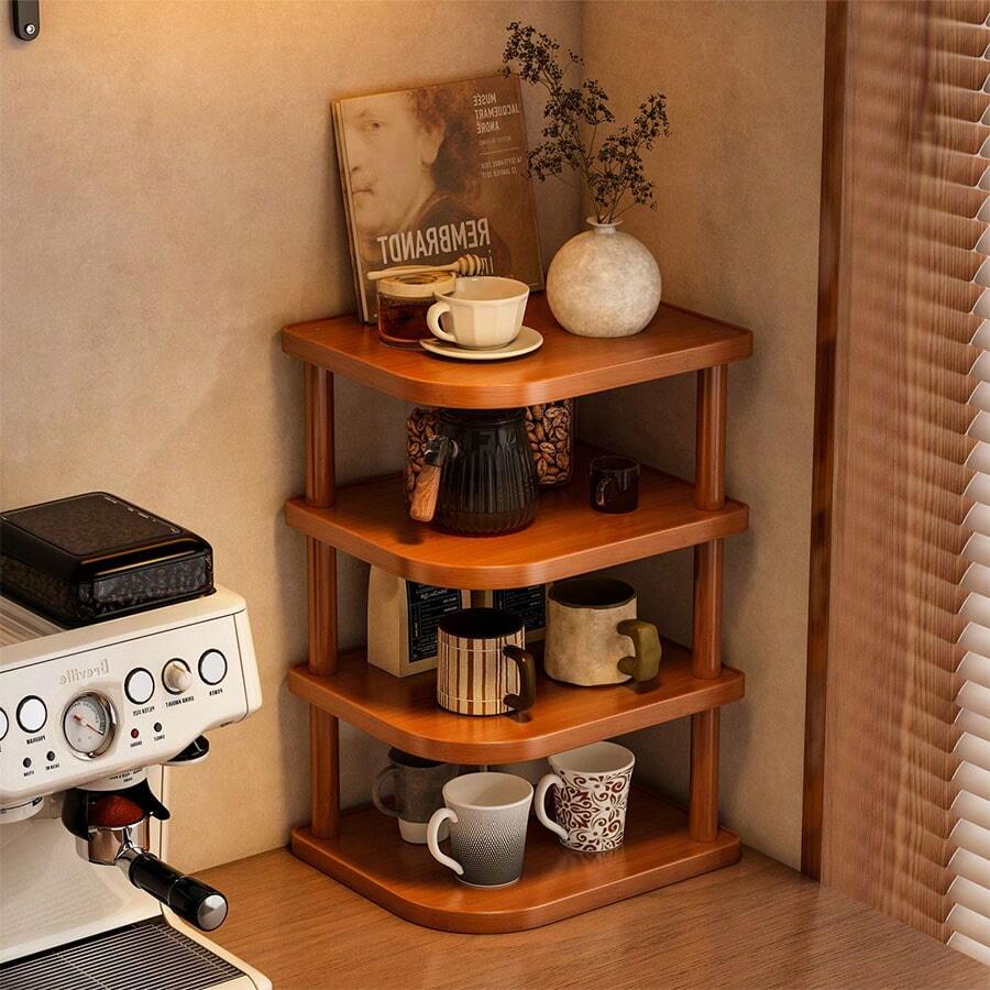 1 chiếc kệ góc nhiều tầng kiểu cổ điển, giá để cốc đơn giản, giá để gia vị góc bếp, kệ đựng đồ góc bàn làm việc đa chức năng, kệ bàn làm việc văn phòng, kệ đựng đồ phòng tắm - Kệ lưu trữ, thích hợp cho nhà bếp, phòng khách, phòng ngủ, phòng tắm và bàn trang điểm. - Xem 1