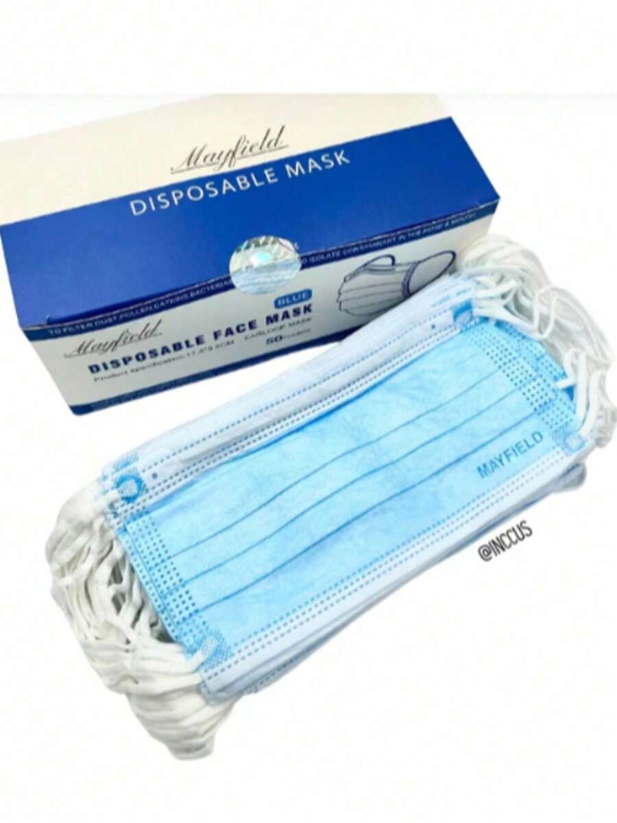 Cubrebocas Tricapa Azul,  1 caja con 50 pz, Tapabocas TTP Termosellado con Ajuste Nasal, Caja de Cubrebocas, Mascarilla Desechable de Protección - PAQUETE DE 50 PIEZAS - Ver 1