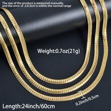 欧美风 18k 镀金 750 意大利紧密扁平编织项链 街头嘻哈风格 男士日常时尚百搭 - 金色 - 查看 6