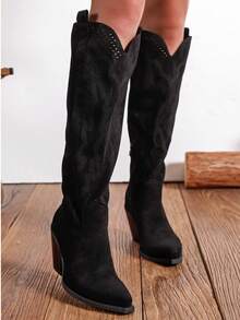Fashionable Women's Western Boots For Spring And Summer - Black - View 4
