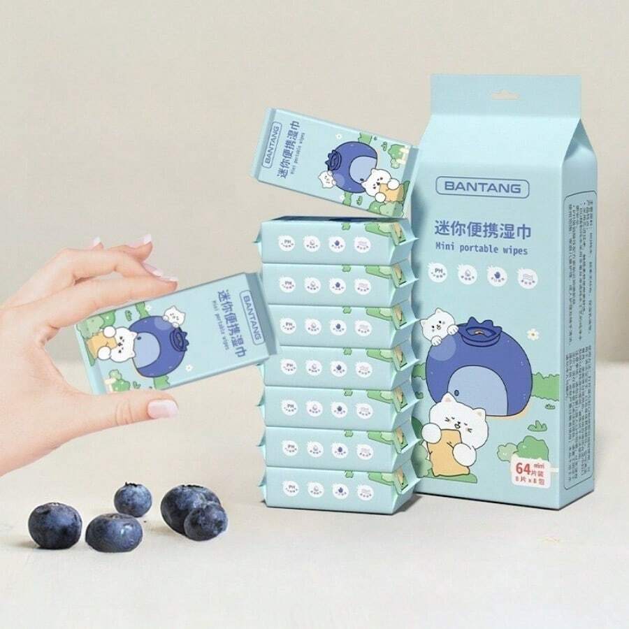 迷你湿巾旅行装，温和一次性手口清洁湿巾，便携迷你装 - 多色 - 查看 1