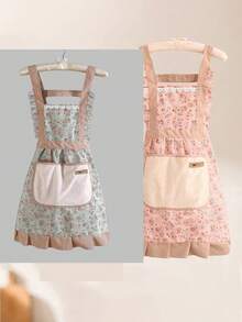 1pc Women's Apron, Wipe-Clean Kitchen Apron, New Fashion Princess Cooking Apron (Color May Vary Slightly Due To Different Batches, But Quality Remains The Same) - Multicolor - View 18