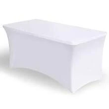 Crystals 6 Ft Stretch Elastic Spandex Table Cover – Four-Way Polyester Tablecloth For Standard Folding Tables, Party & Event Linen - A - View 1