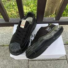 Fashionable Street Style Preppy Women And Men Canvas Sneakers Black Large Size Lace-Up Platform Casual Skateboard Shoes Tennis - 純黑色 - 查看 9