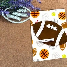 创意橄榄球模具，DIY剪贴簿相册和压花模板，贺卡制作工具，卡片纸切割工艺品，礼品卡制作模板模切。 - 銀色 - 查看 6