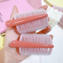 Kit 6/8 Bobs Cabelo Modeladores + 6/8 Prendedores, DIY Styling Tools tamanho Grandes 6.2x4cm/Medios 6.2*3.2cm - Rosa chiclete - Visão 8
