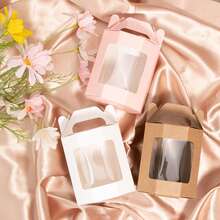 12pcs Small Octagonal Transparent Display Box, White/Pink Optional, Foldable Gift Box With Viewing Window For Glassware, Candles, Dried Flowers, Retail Packaging For Holiday, Birthday, Party - Showcase Box - View 7
