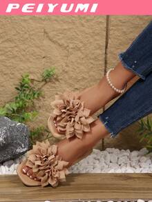 PEIYUMI 女士简约低跟水钻凉鞋，优雅时尚高跟鞋，适合海滩、派对及其他场合 - 杏色 - 查看 6