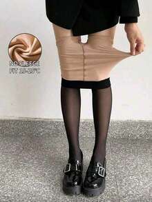 1 Pair 80D Women's High Waist Sexy Pantyhose, Made Of Lightweight Semi-Sheer Fabric, Skin-Tight Fit, Suitable For Spring And Summer - Black - View 2