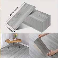 30片复古木纹自粘墙纸，可移除可重复使用的PVC防滑地板贴纸，适用于DIY项目、厨房防油台面、卧室、客厅、浴室墙面、家具翻新、家居装饰、咖啡厅、酒吧、工业地面改造。 - 木紋地貼 - 查看 4