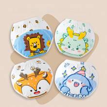 4 chiếc quần tập đi vệ sinh cho bé, chất liệu cotton mềm mại, in hình động vật hoạt hình, thoáng khí, dành cho trẻ sơ sinh. - trắng - Xem 12