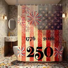Tenda da doccia con acquerello di fuochi d'artificio per il 250° anniversario degli USA, 1776-2026 Tenda da doccia in poliestere impermeabile con motivo di bandiera americana e fuochi d'artificio, decorazione patriottica per il bagno - Blu e rosso - Visualizzare 8