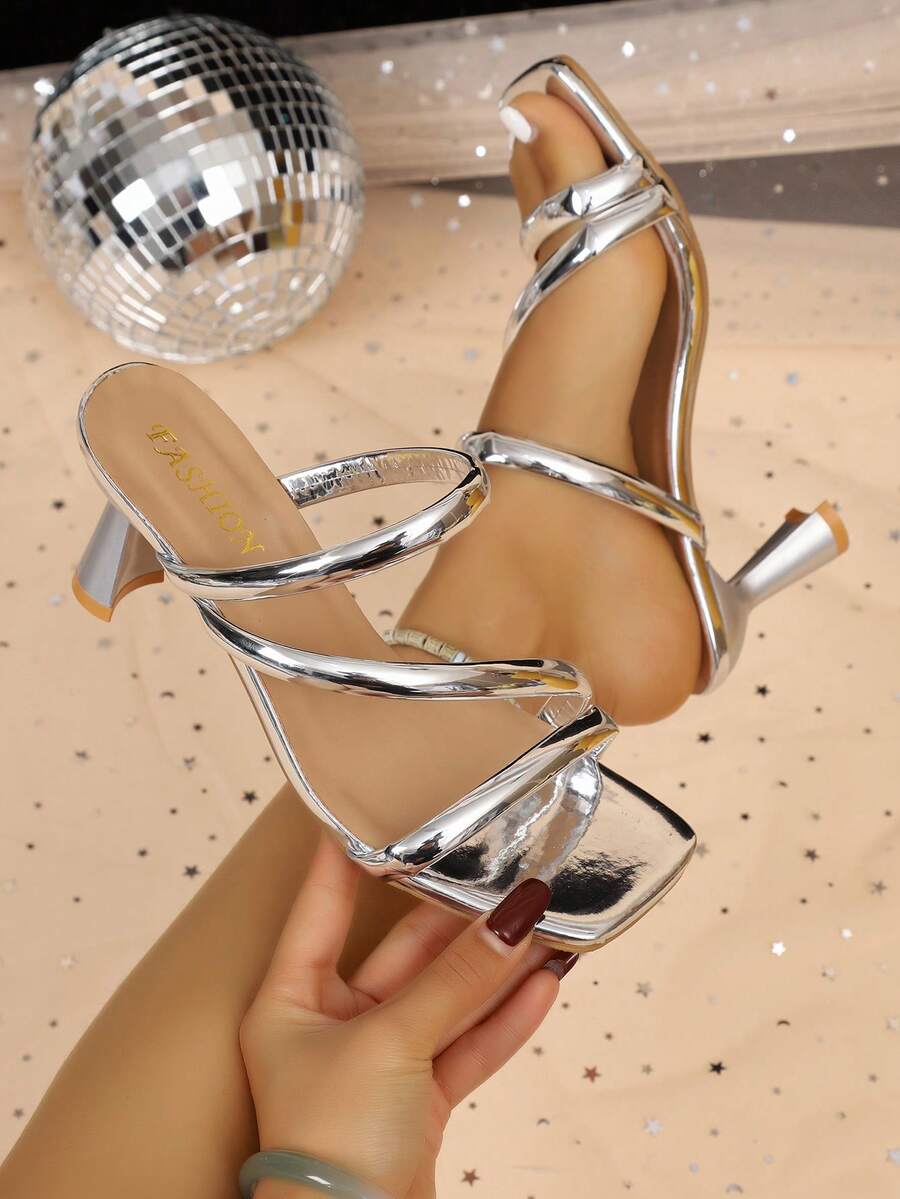 Women's High Heel Sandals, Thick Heel, Fashionable Butterfly & Flower Design, Wedding Princess Shoes