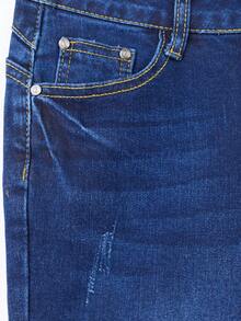 Pantalón Ajustado Negro de Talle Alto: Silueta Ceñida y Botonadura Frontal Decorativa, Denim Elástico para un Ajuste Cómodo. - Azul H2VA15 - Ver 7