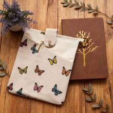 1pc Colorful Butterfly Book Bag, Multifunctional Storage Pouch With Metal Ring, Pen Holder, Suitable For Notebooks And Books - Single Piece - View 10