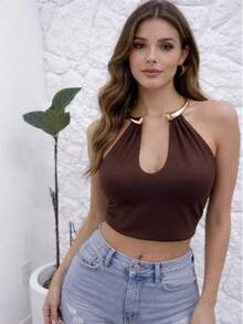 CROPPED FRONT SINGLE RING –  2026 - Rust Brown - View 2