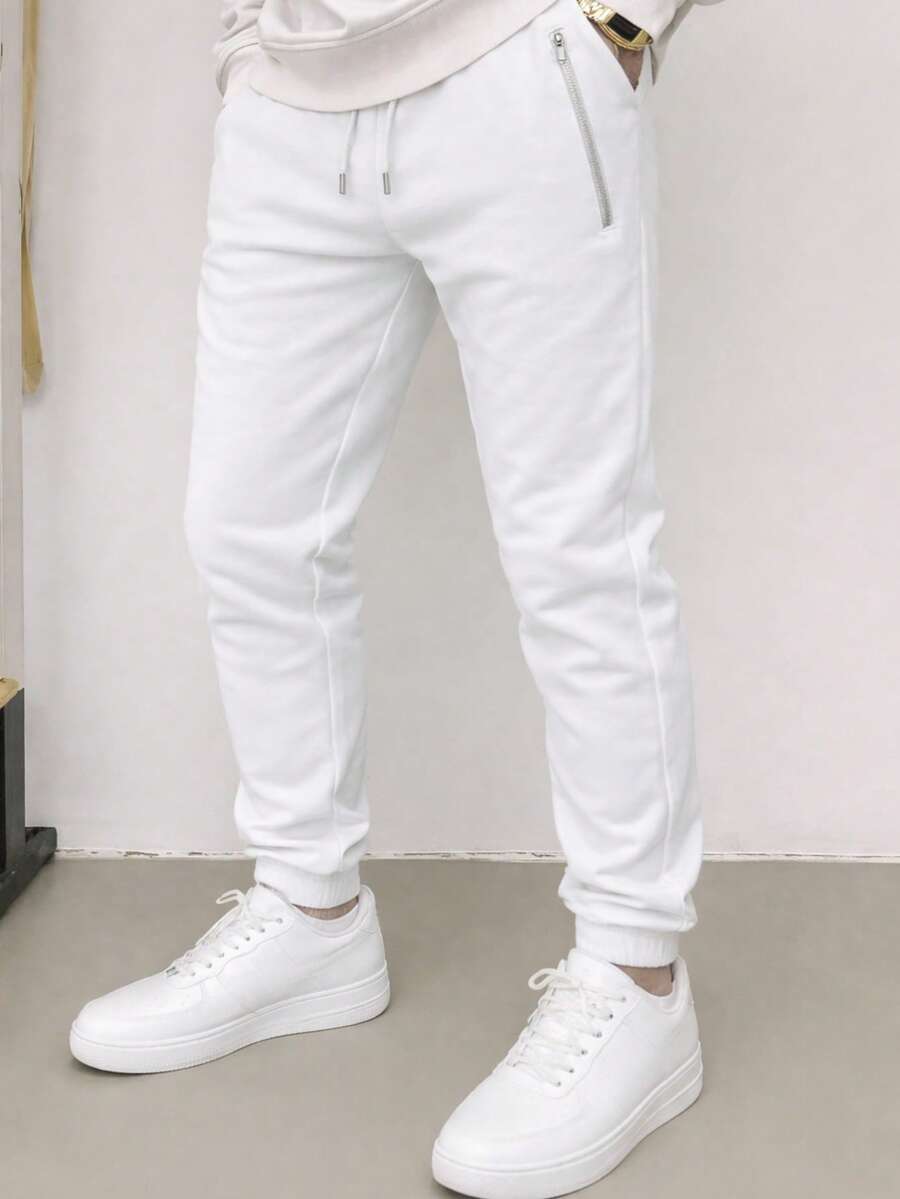 Nes Sport Pants caballero slim fit con franja - Blanco - Ver 1