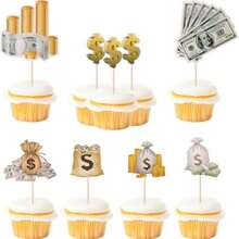 9pcs Cake Decorations, Dollar Happy Birthday Cake Toppers, Money Themed Cake Decorations Suitable For Birthday Parties, Anniversary Celebrations And Other Special Occasions. Our Cake Decorations Can Be Paired With Different Styles Of Cakes To Make Your Cake More Attractive. Applicable For A Wide Range Of Occasions: Suitable For Birthday Parties, Anniversary Celebrations And Other Special Events. - Multicolor - View 5