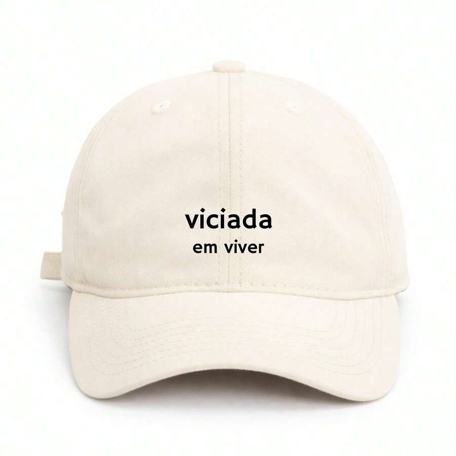 Unisex Cap With The Motivational Phrase 'Addicted To Living' - Delicate Writing - Premium Fabric Hat - Casual Basic - For Everyday Use - Vacation - Sun - Versatile - Stylish - Vintage - Sand - View 1