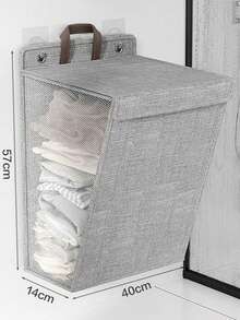 Cesto De Roupa Suja Dobrável Para Pendurar Na Parede 50x40x14cm - Visão 8