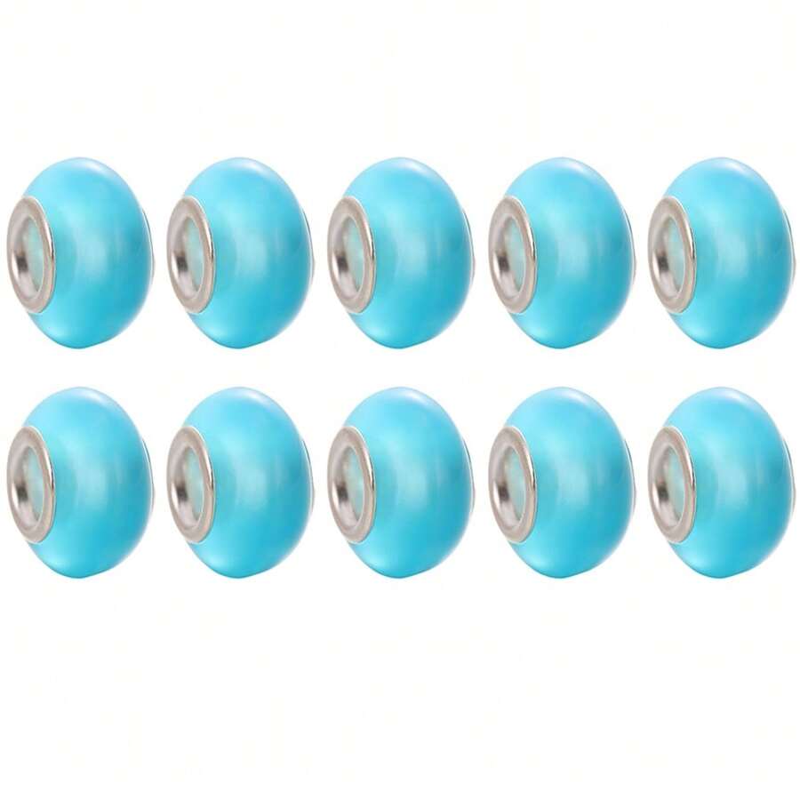 10颗经典蓝色水晶大孔串珠，适用于手链、钥匙扣、项链等DIY首饰制作配件 - 珠 - 查看 1