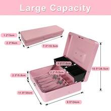 HOMEYUER Locking Cash Box With Lock,Money Box With Cash Tray,Lock Box With Key,Money Saving Organizer,11.81Lx 9.45Wx 3.54H Inches - Xem 2