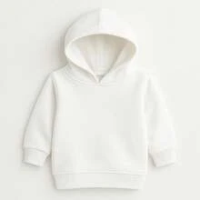 Hooded Sweatshirt And Pants Set, Flannel Lined, Unisex, Boy/Girl, Warm Cotton - 白色 - 查看 3