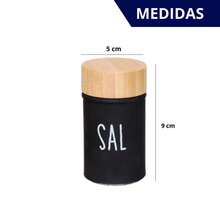 Glass Salt Shaker With The Word "Salt" And Natural Bamboo Lid - màu đen - Xem 5