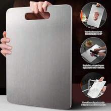 Stainless Steel 304 Cutting Board, Antibacterial, Durable, Hygienic, Kitchen - Plateado - Ver 13