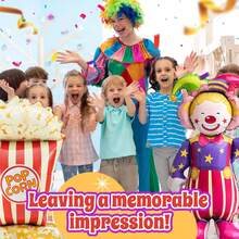 4 Pcs 4ft 3D Self Standing Popcorn Clown Balloons Giant Circus Carnival Foil Balloon For Carnival, Circus Themed, Movie Night Birthday Party Decoration - 1 - View 5