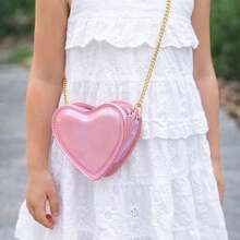 Holographic Heart-Shaped Bag For Kids - Fashionable, Modern, Colorful, Lightweight And Fun - 全息玫瑰 - 查看 3