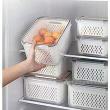 Set Of 3 Airtight Containers With Secure Sealing Lids And Stackable Design For The Refrigerator. - 小+中+大 - 查看 5
