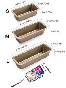 1/2 piezas Molde rectangular de pan de oro de acero al carbono, molde para pastel de libra grande/mediano/pequeño, bandeja de hornear tostada antiadherente, herramienta de horneado de pan y pastel casero, fácil de limpiar, apto para uso doméstico - Dorado - Ver 2