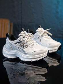 1 双春季新款透气网眼儿童运动鞋，女童轻便休闲厚底运动鞋，男童防滑耐用跑步鞋， - 米色 - 查看 5