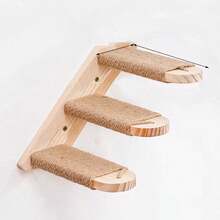 多层实木猫爬架，壁挂式猫抓柱，DIY猫咪栖息梯 - 杏色 - 查看 5