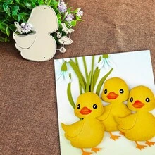 创意鸭子模具，DIY剪贴簿相册和压花模板，贺卡制作工具，卡片纸切割工艺品，礼品卡制作模板模切。 - 銀色 - 查看 6