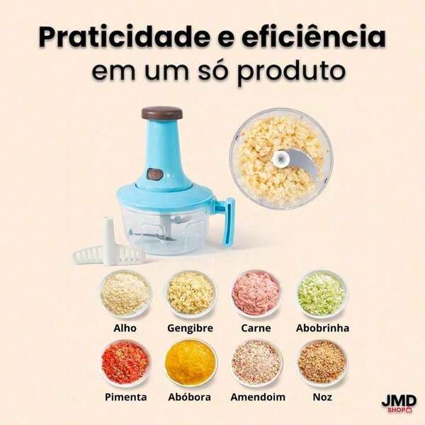 Picador e Misturador Manual 700ml com Alça e Mexedor para Preparos Rápidos no Dia a Dia