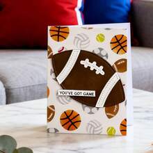 创意橄榄球模具，DIY剪贴簿相册和压花模板，贺卡制作工具，卡片纸切割工艺品，礼品卡制作模板模切。 - 銀色 - 查看 2